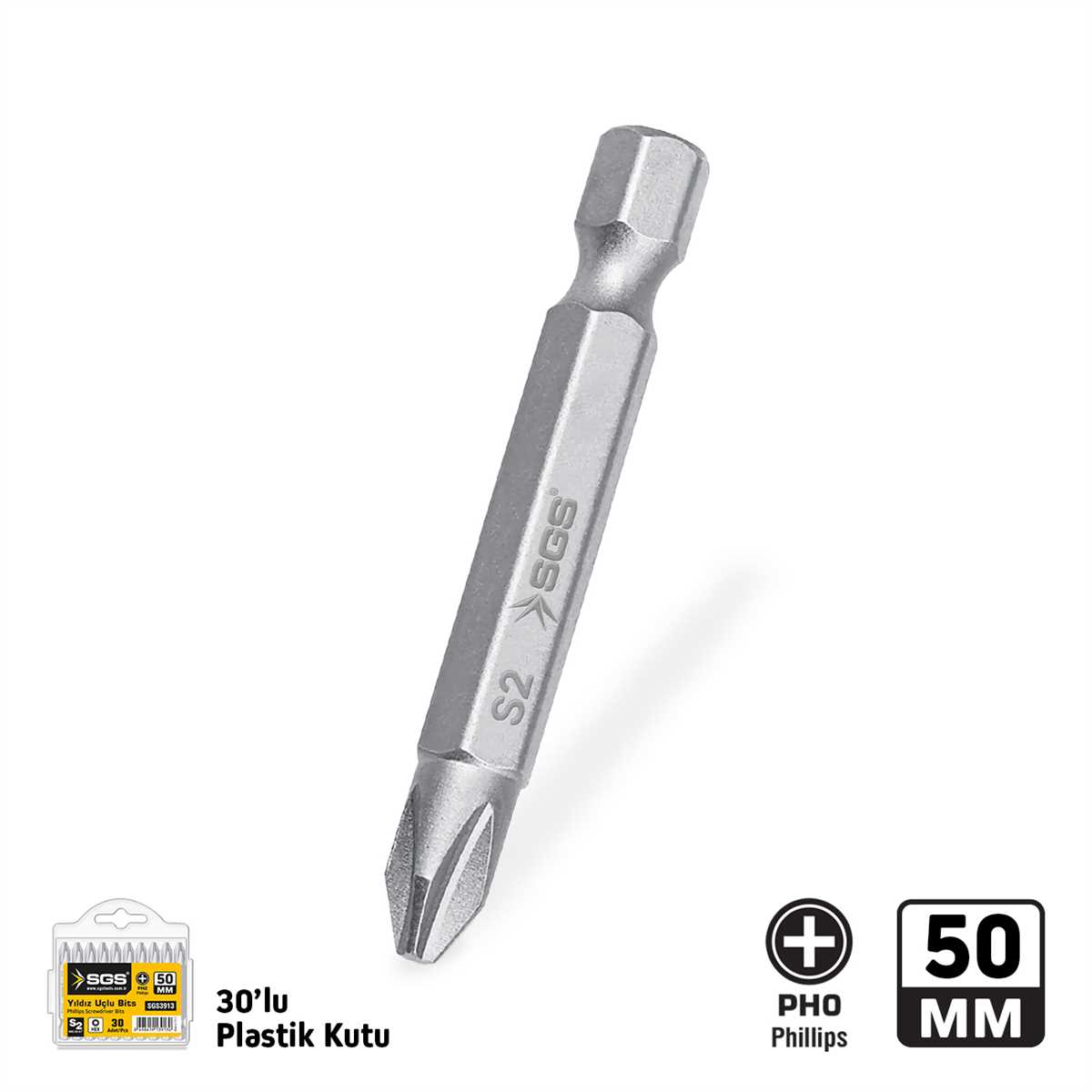 YILDIZ UÇLU BİTS S2 PH0*50mm Sand-Pro Series